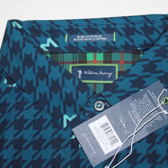 NWT $95 William Bill Murray Golf Houndstooth Long Sleeve Button Shirt Size L XL - Picture 2 of 10